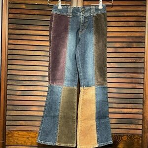 Vintage Y2k Girls Lee Patvh Work Denim with Color Blocked Corduroy